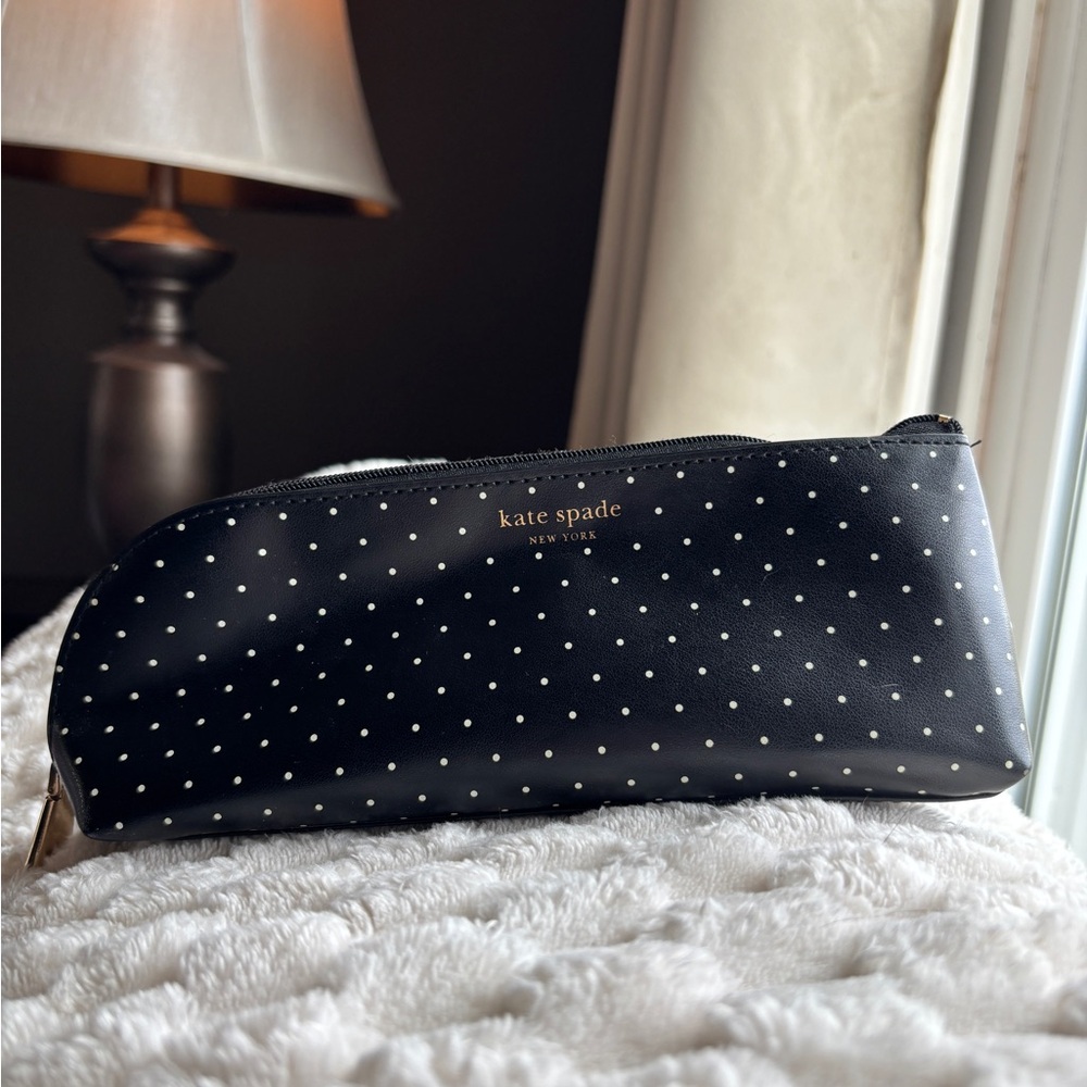 Kate Spade Black Polka Dot Pencil/Cosmetic Case